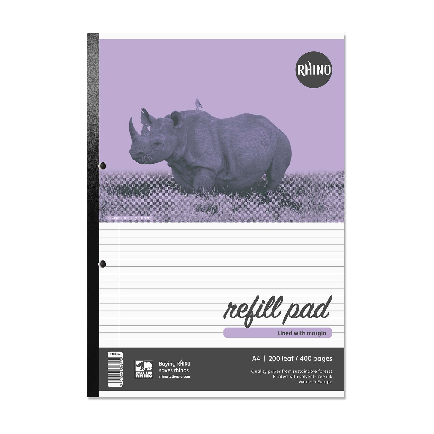 Rhino A4 200 Leaf 6mm Lined with Margin Refill Pad