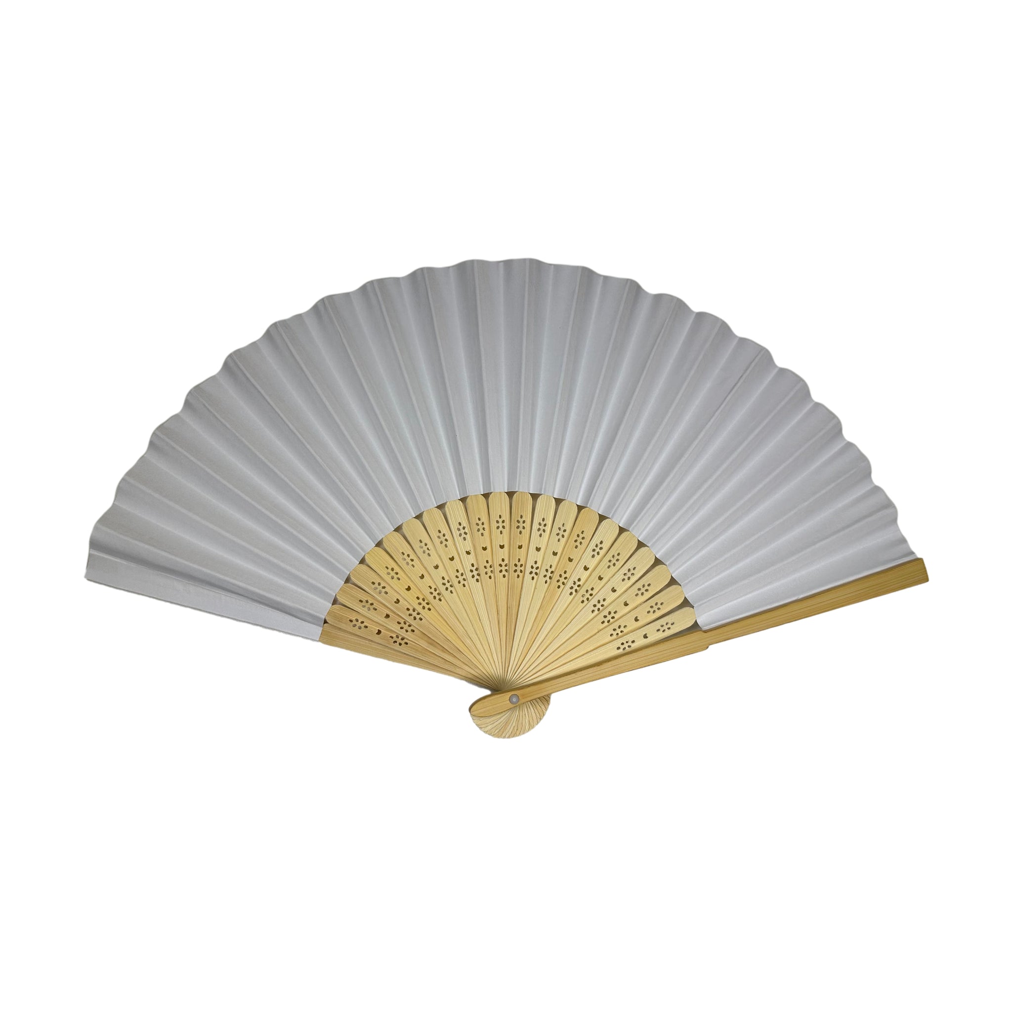 White Paper Foldable Hand Held Bamboo Wooden Fan by Parev – Choice ...