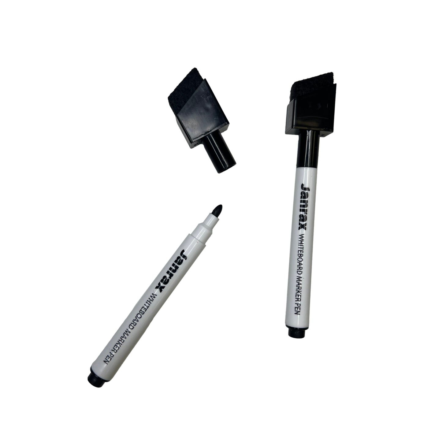 Pack of 12 Magnetic Whiteboard Black Marker Pens with Dry Wipe Eraser