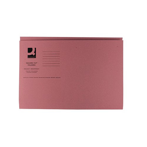 Pack of 100 Mediumweight 250gsm Foolscap Pink Square Cut Folders