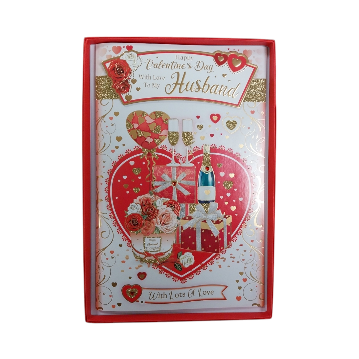 For Husband Red Heart Design Valentine's Day Boxed Card