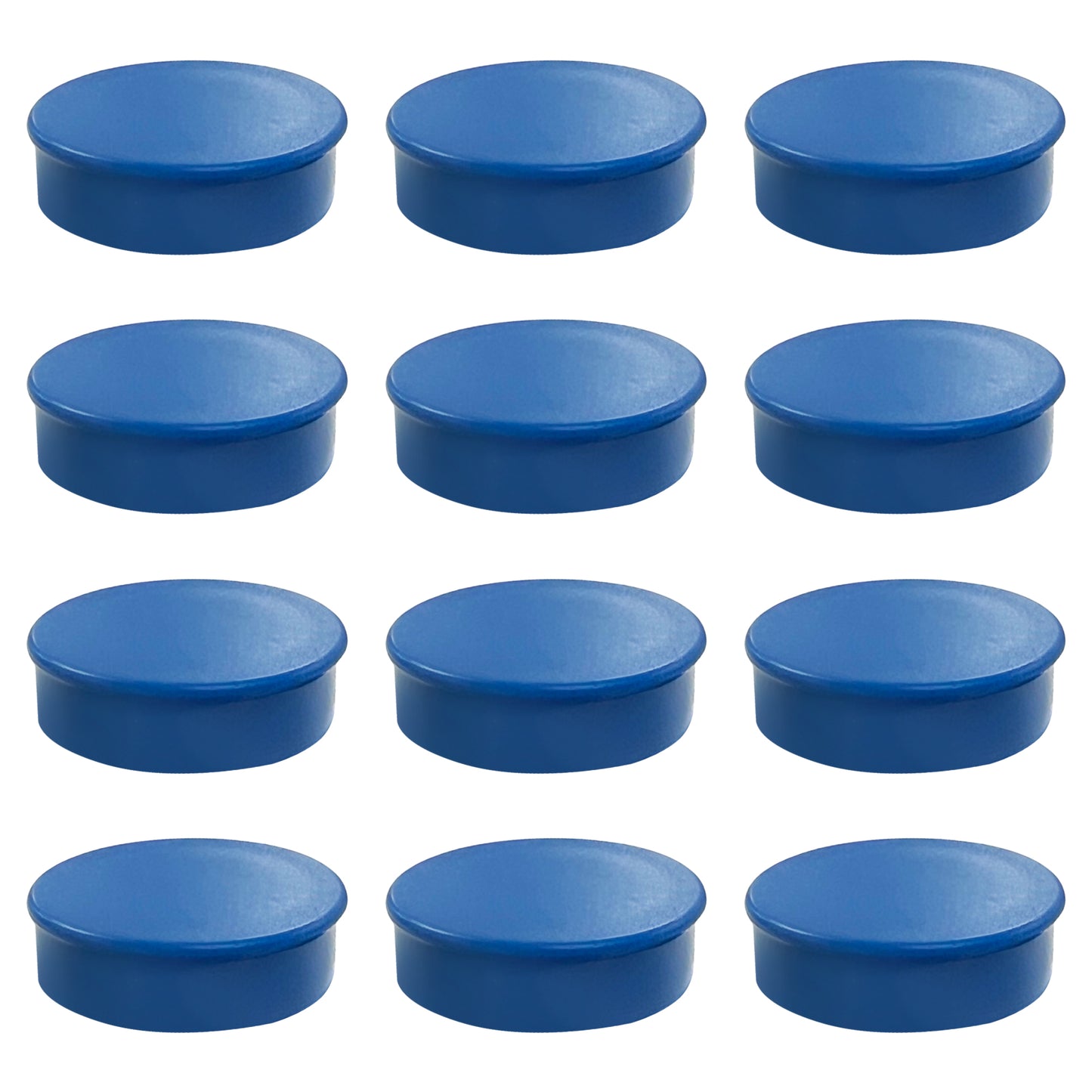 Pack of 36 Blue Coloured Round Flat Magnets - 24mm Whiteboard Notice Board Office Fridge