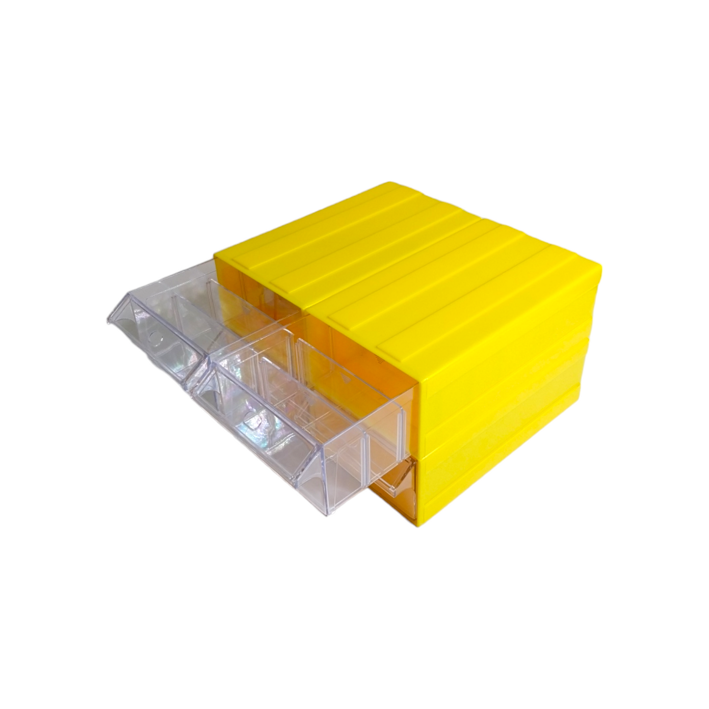 Yellow Stackable Plastic Storage Drawers L242xW130xH76mm with Removable Compartments