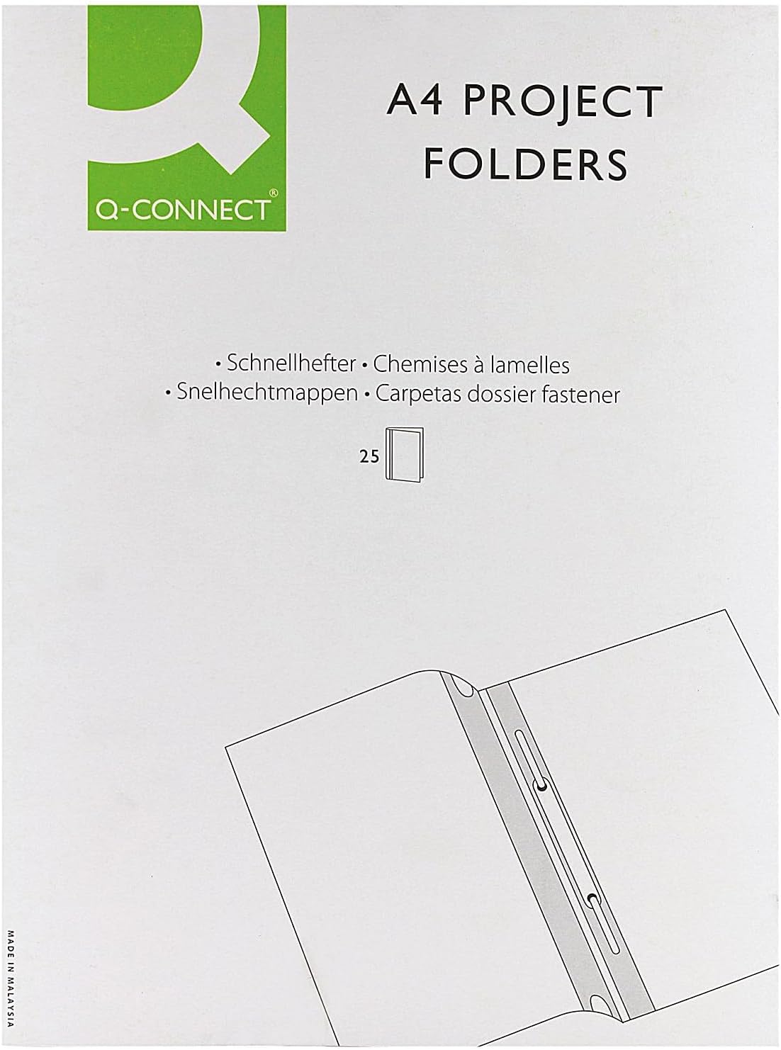 Pack of 25 A4 Blue Q-Connect Project Folders