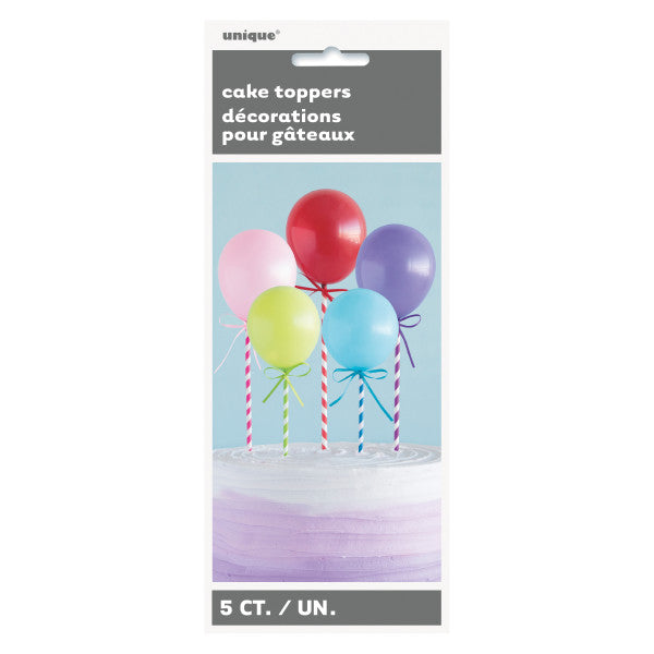 Pack of 5 Assorted Mini Balloon Stick Cake Toppers