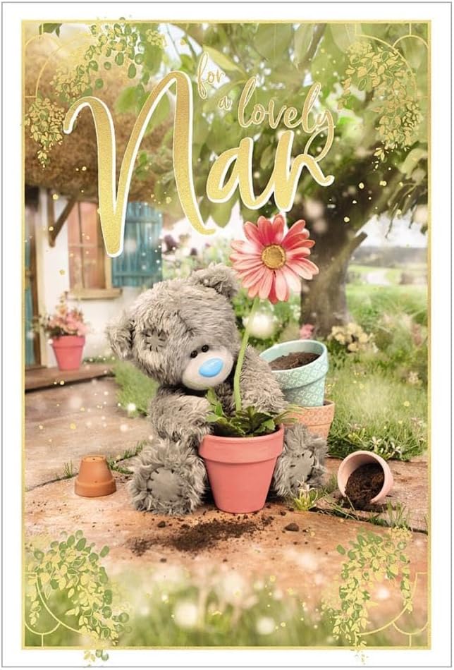 Bear Planting Flower Lovely Nan Photo Finish Mother's Day Card