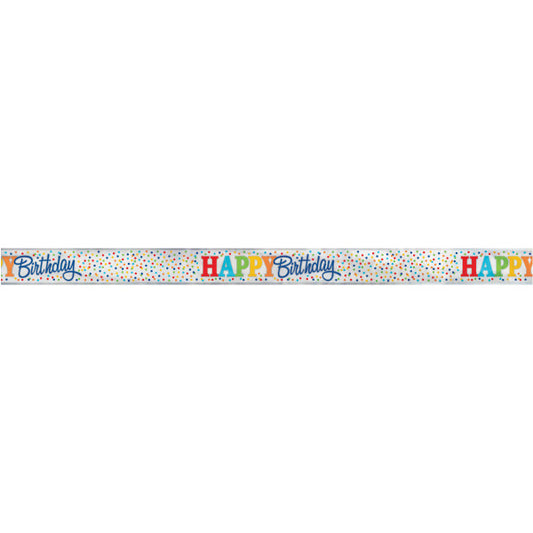 12ft Long Fold Foil Rainbow Polka Dots Banner.