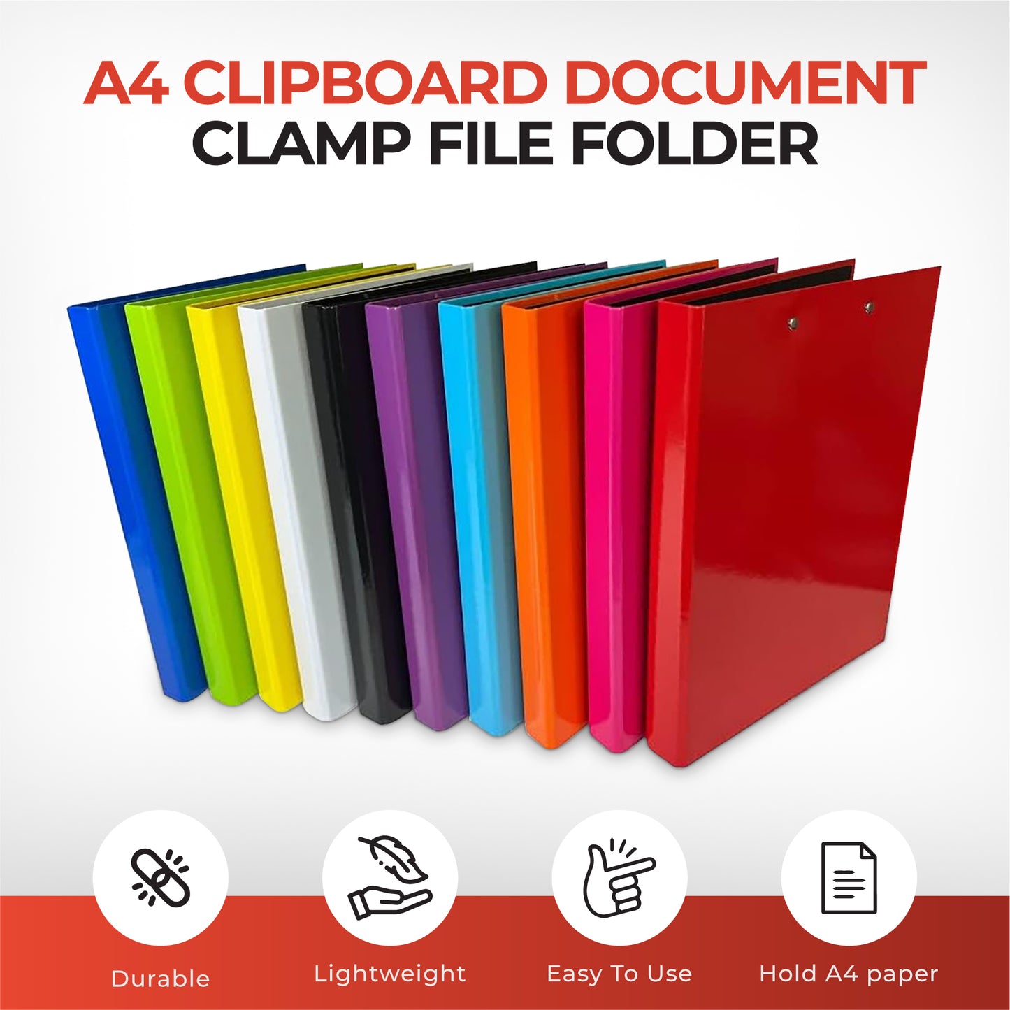 Orange A4 Clipboard Document Clamp File Folder