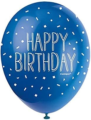 Pack of 5 Blue Happy Birthday 12" Latex Balloons