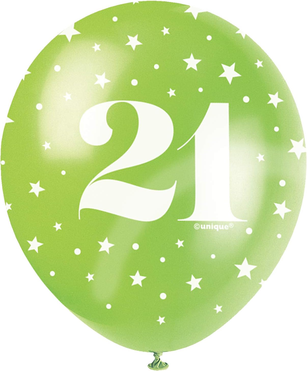 Pack of 5 Number 21 12" Latex Balloons