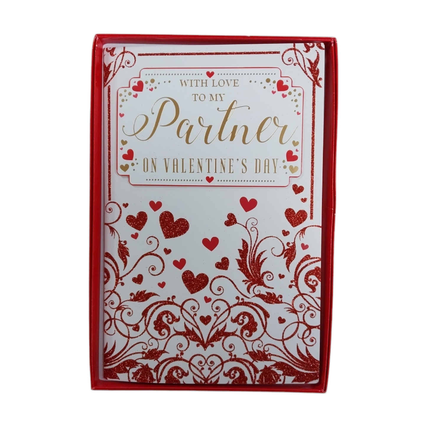 With Love To My Partner Classic Hearts Design Valentine's Day Boxed Card