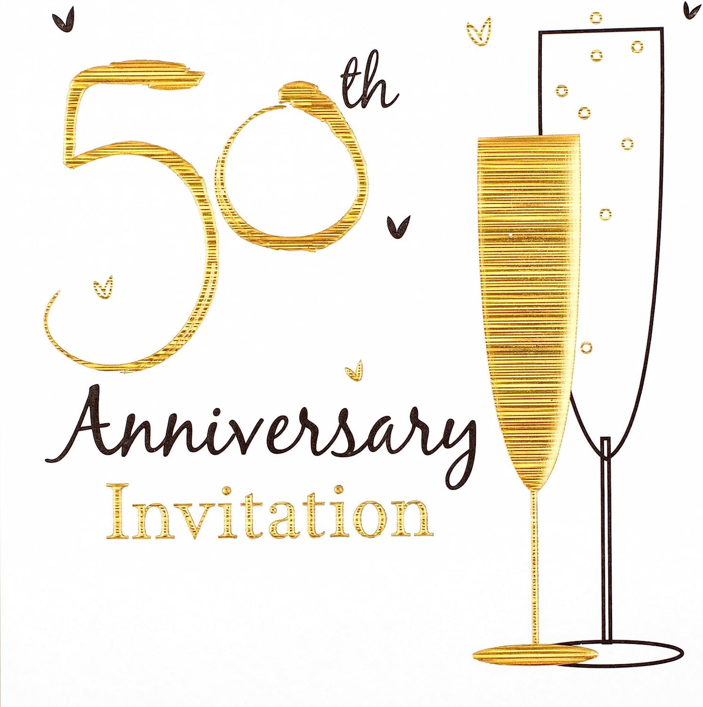 Pack of 6 Gold Wedding Anniversary Invitation Cards And Envelopes