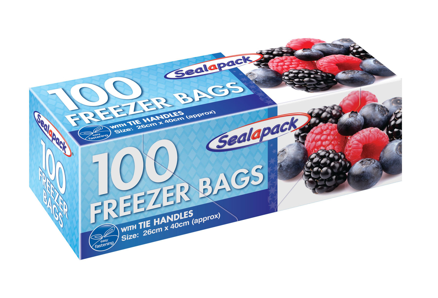 Pack of 100 Seal-A-Pack Large Freezer Bags with Tie Handle