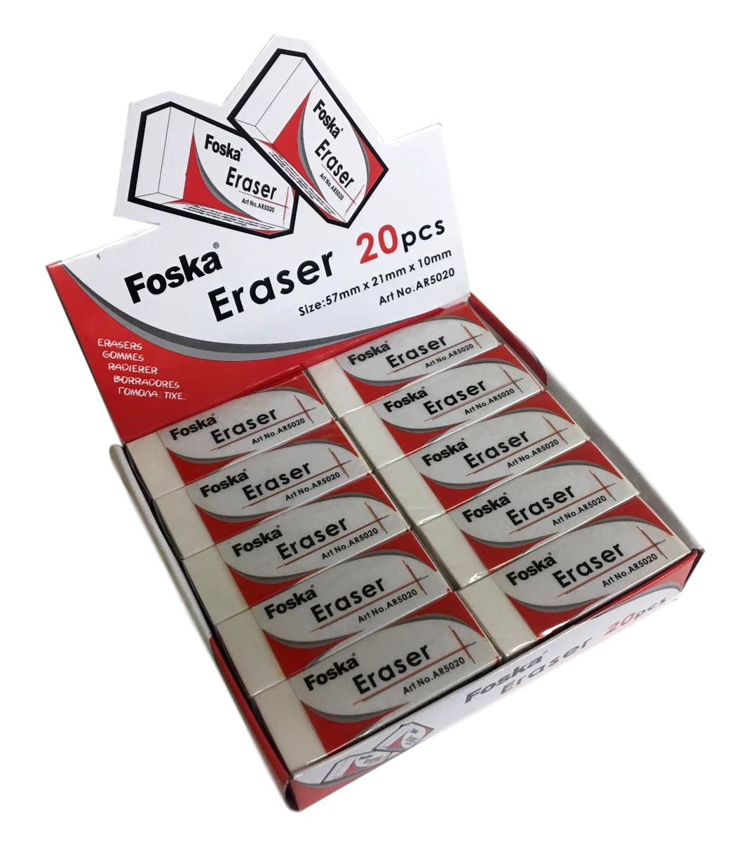 Pack of 20 White Erasers