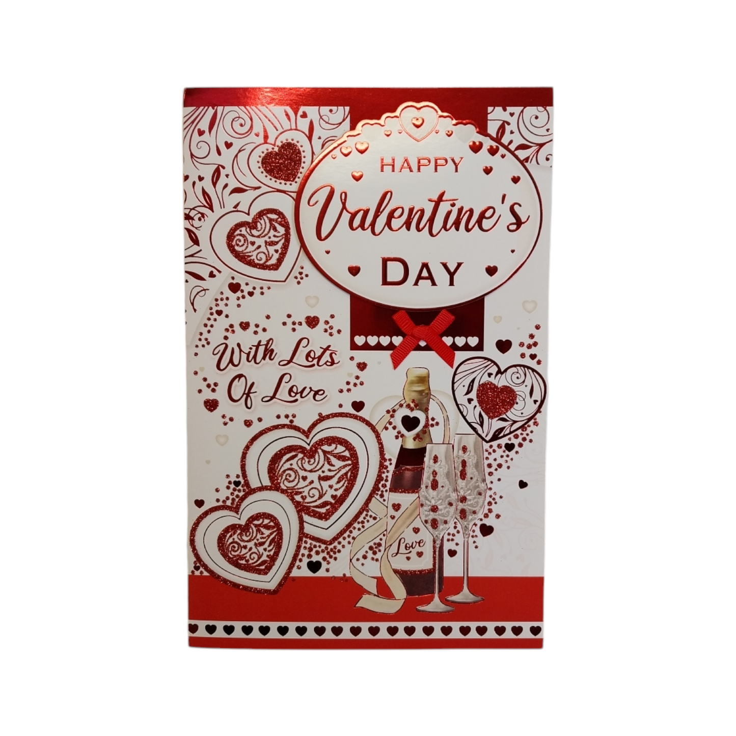 Red Glitter Hearts Classic Design Valentine's Day Card