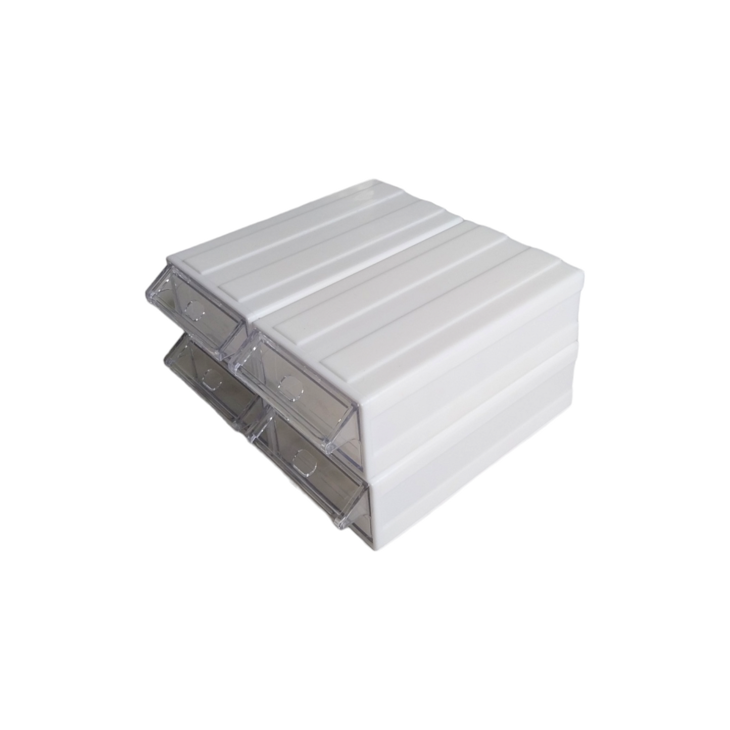 White Stackable Plastic Storage Drawers L180xW93xH50mm with Removable Compartments