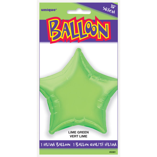 Solid Lime Green Star Shaped 20" Foil Balloon