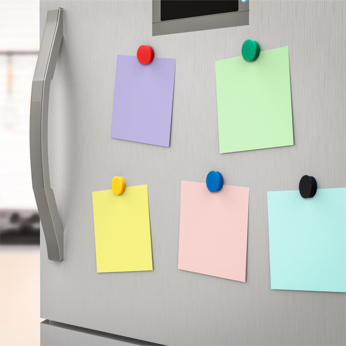 Pack of 36 Black Coloured Round Flat Magnets - 24mm Whiteboard Notice Board Office Fridge