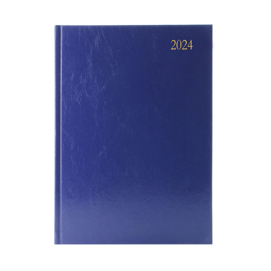 2024 A4 2 Days Per Page Blue Desk Diary