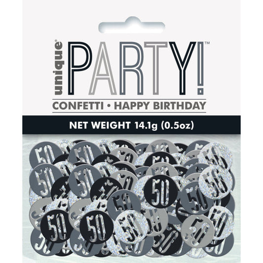 Birthday Black Glitz Number 50 Confetti 5oz