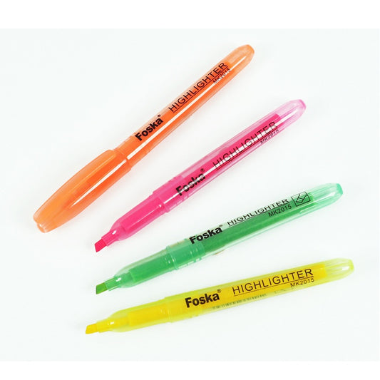 Pack of 12 Slim Yellow Highlighter Pens - Chisel Tip