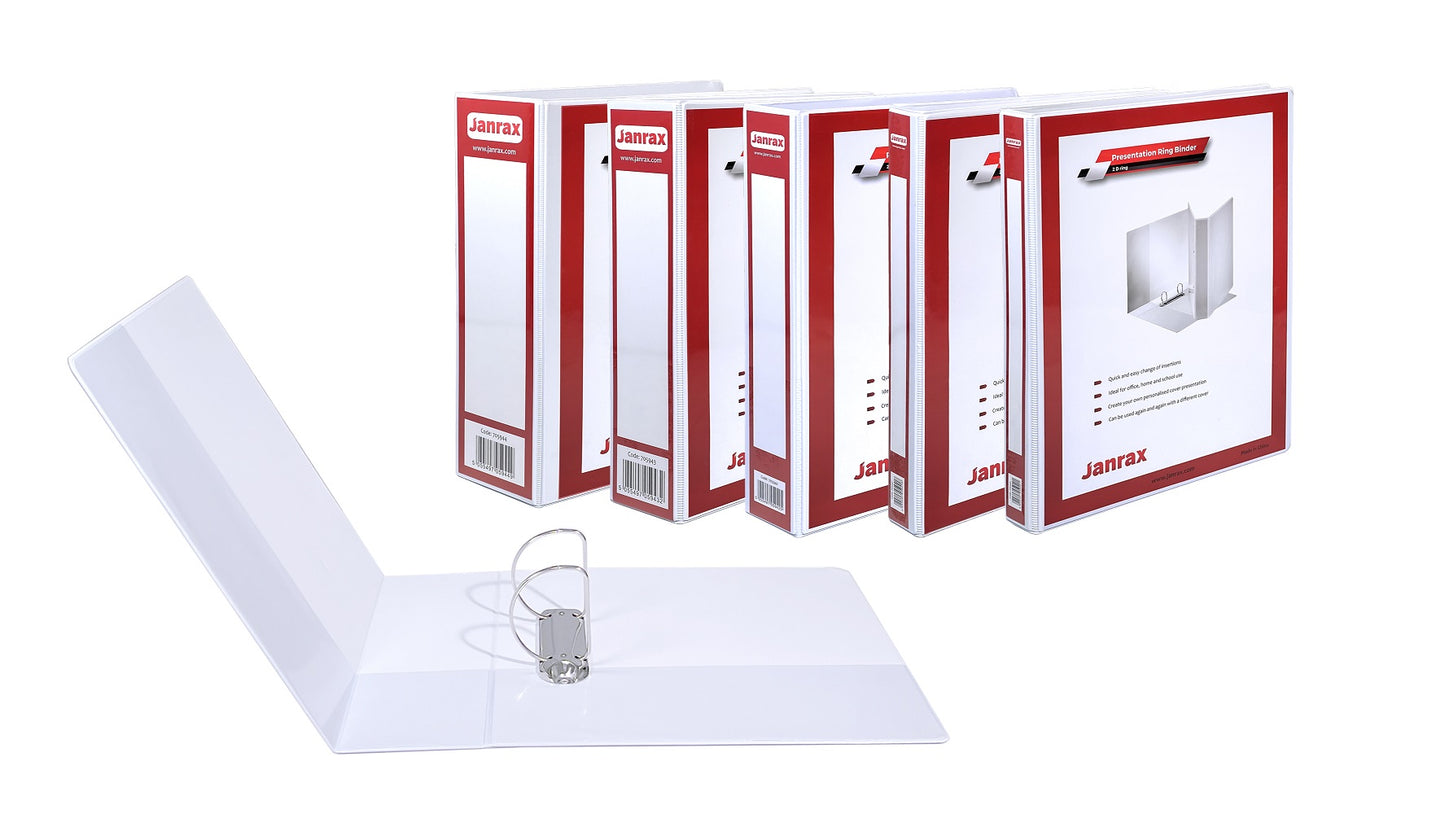 A4 White 4” (101mm) Presentation 2D Ring Binder with Fully Customisable Covers