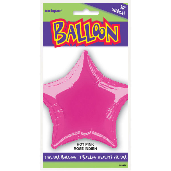 20" Hot Pink Solid Star Foil Balloon 20"