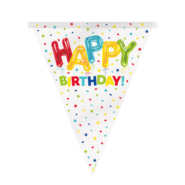 12ft Happy Balloon Birthday Plastic Flag Banner