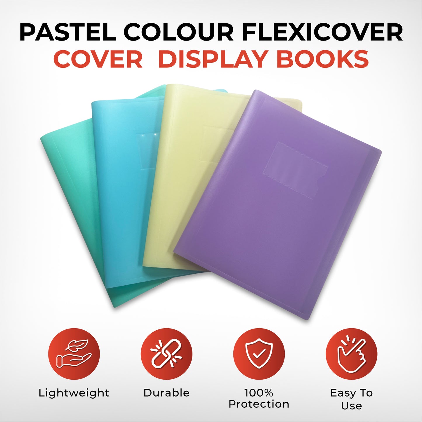 A4 Pastel Purple Coloured Flexicover 20 Pocket Display Book with Card Pocket