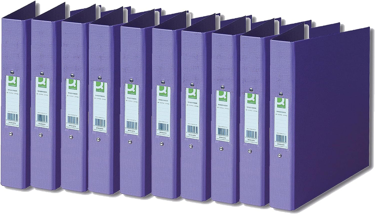 Pack of 10 A4 Purple 25mm Polypropylene 2 Ring Binders