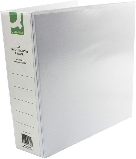 Pack of 6 A4 White 65mm 4D Presentation Ring Binders