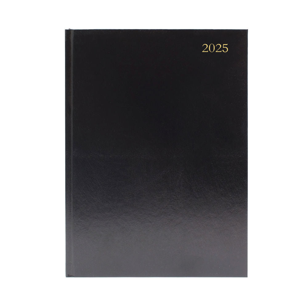 2025 A5 2 Days Per Page Black Desk Diary