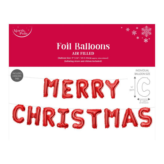 Merry Christmas Letter Red Foil Balloons