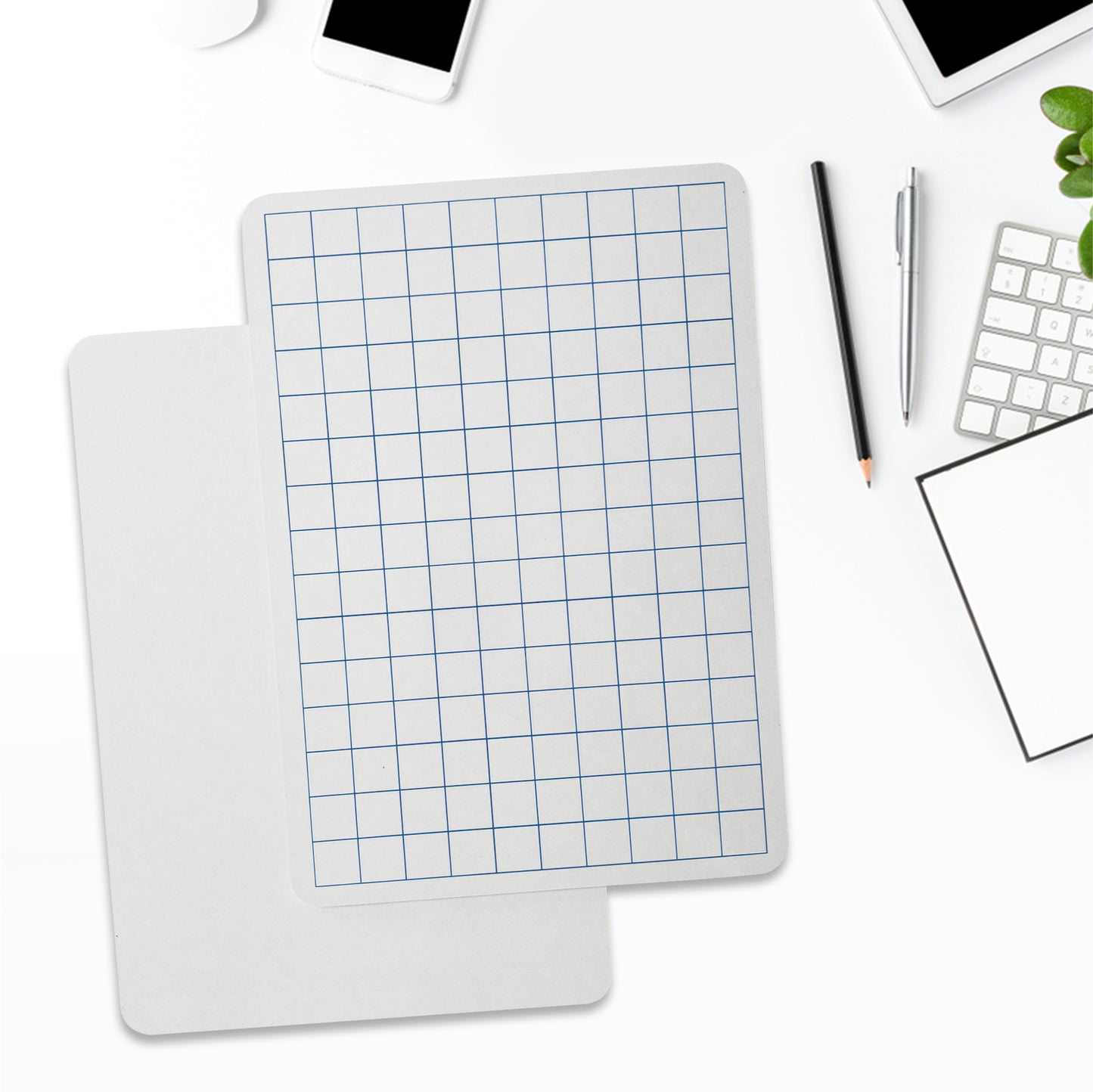 Pack of 6 Rigid MDF Square Grids A4 Whiteboards