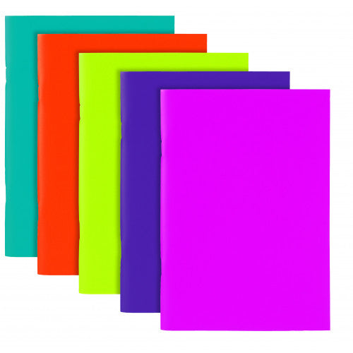 Pack of 10 A5 Bright Polypropylene Cover Exercise Books - Assorted Colours