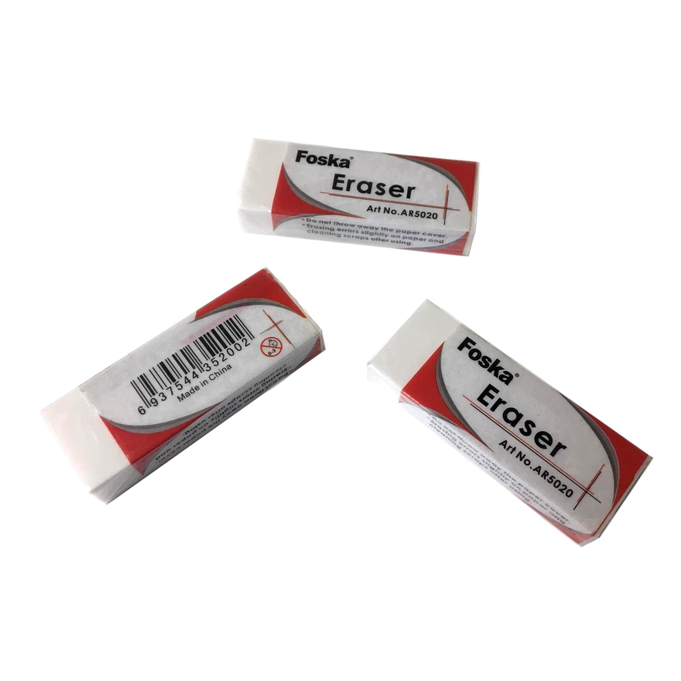 Pack of 20 White Erasers