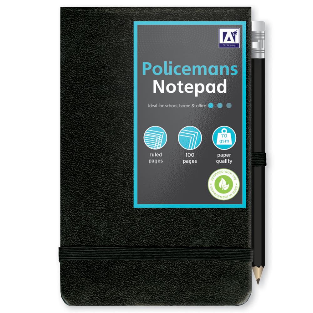 140mm x 90mm Policeman's Style Flip Notepad with Pencil 100 Pages