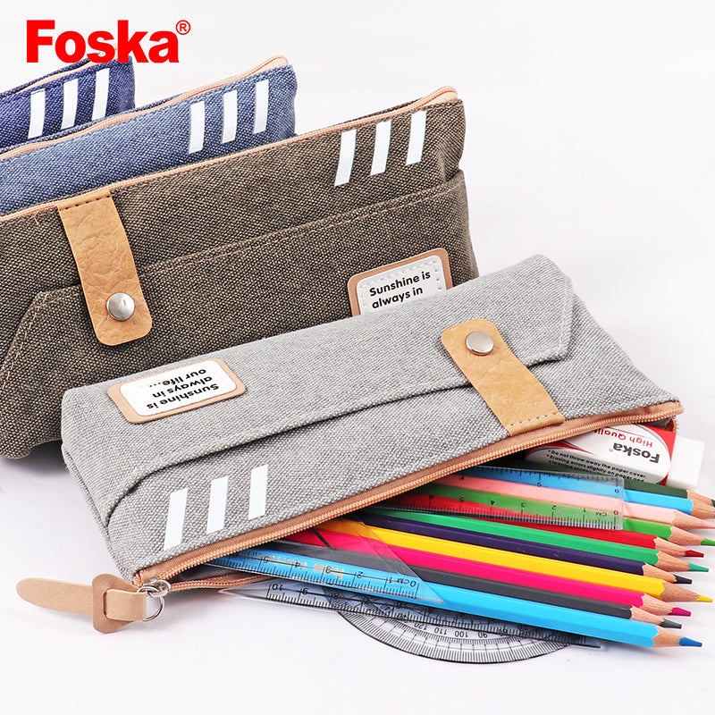 Trendy Canvas Design Quote Zip Pencil Case Case