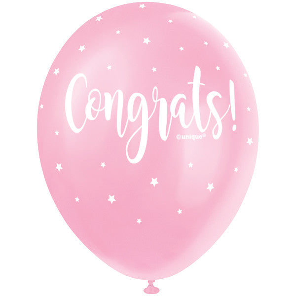 Pack of 5 Congrats 12" Pearlised Latex Balloons