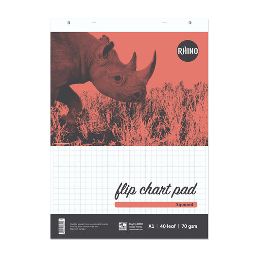 Rhino A1 40 Leaf 20mm Squared with Plain Reverse Flip Chart Pad