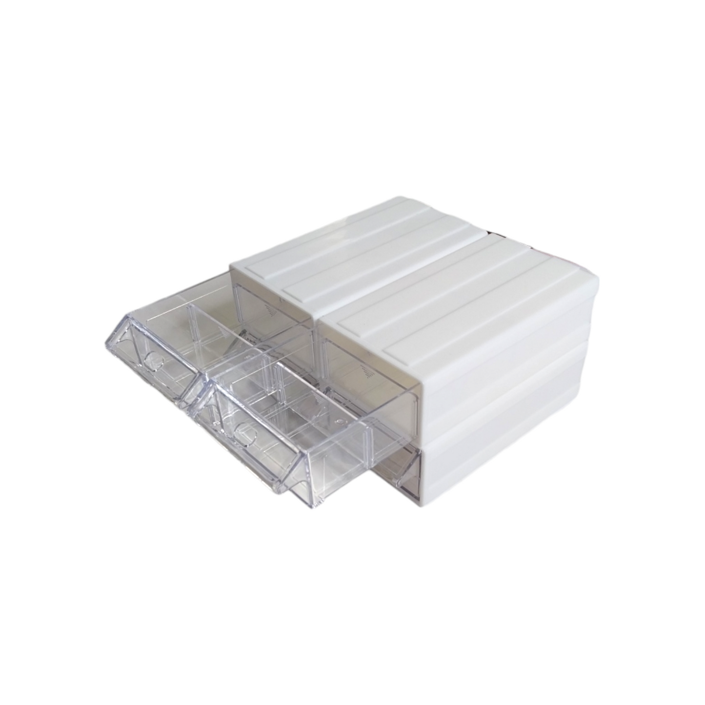 White Stackable Plastic Storage Drawers L180xW93xH50mm with Removable Compartments