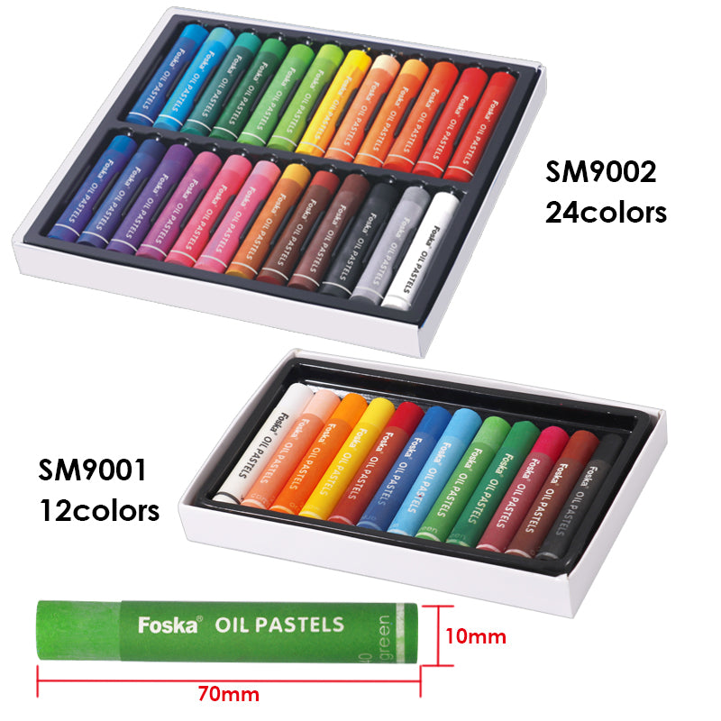 Pack of 12 Assorted Colour Soft Oil Pastels