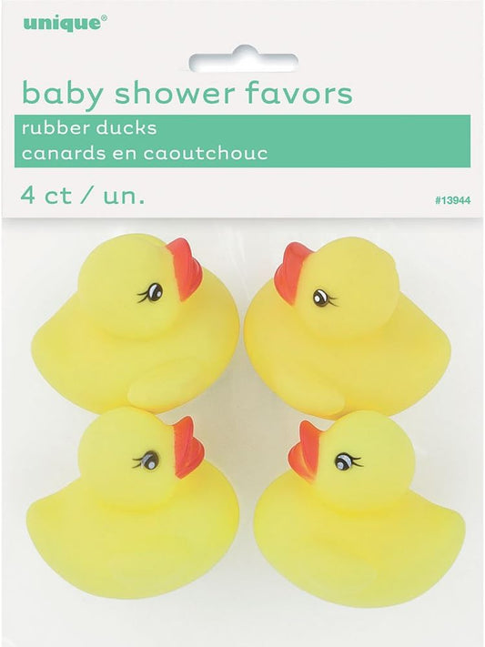 Pack of 4 Baby Shower Rubber Ducks For Baby Shower Favors