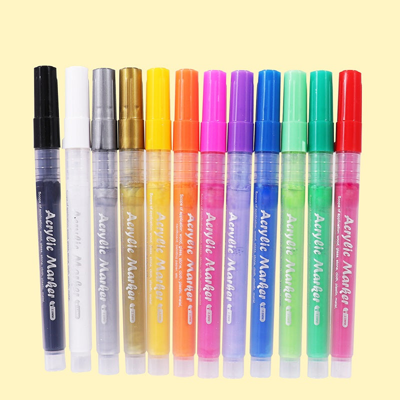 Box of 12 Assorted Colour Acrylic Marker Pens