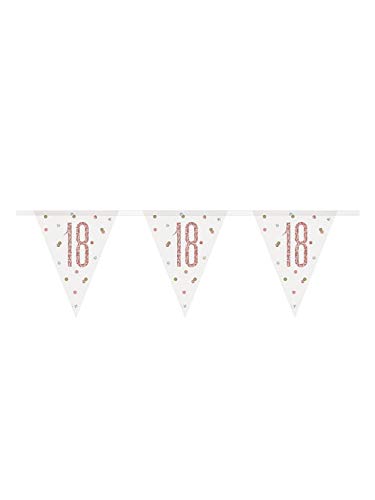 9ft Birthday Rose Gold Glitz Number 18 Prism Pennant Banner