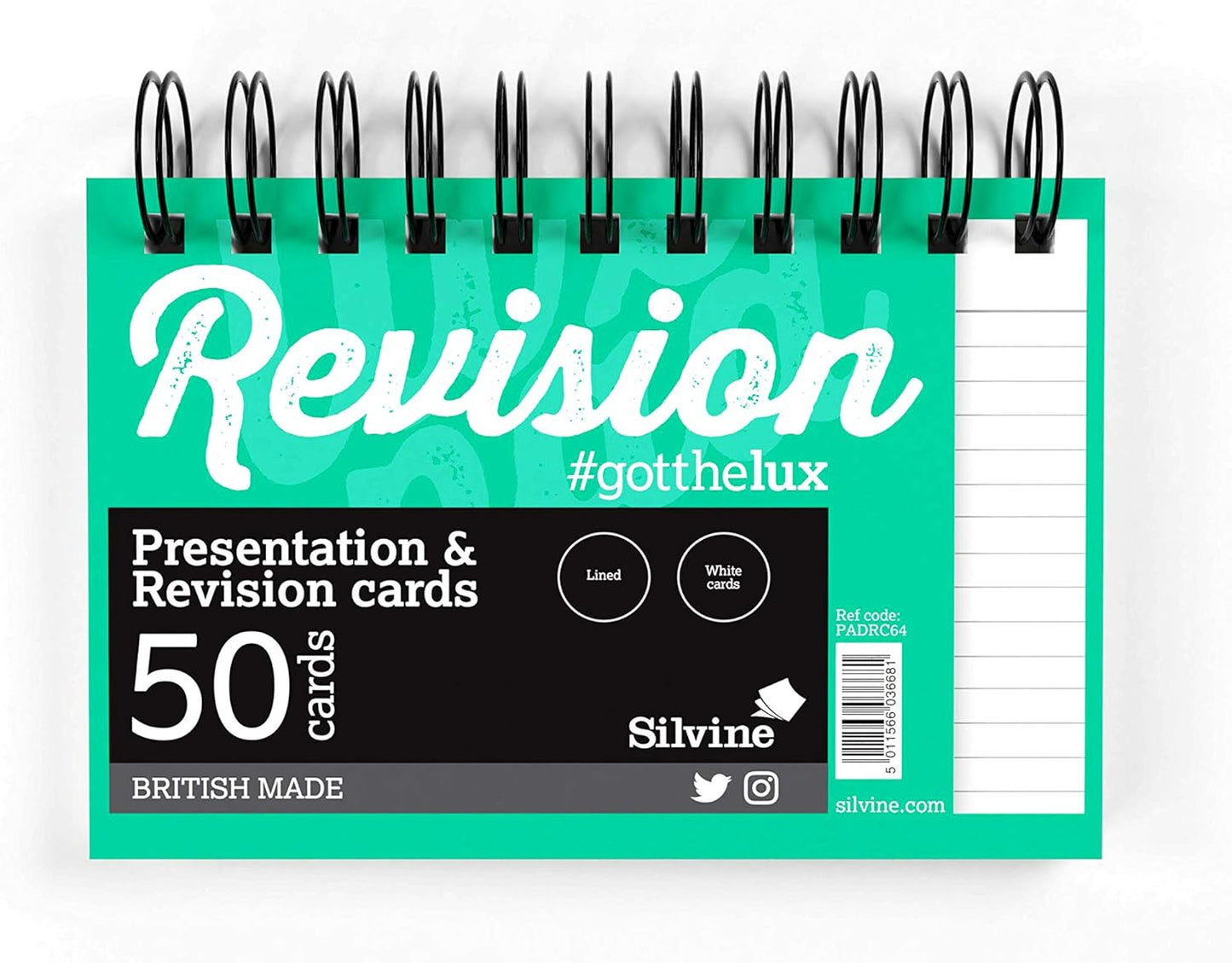 Silvine Twinwire White 50 Pack Lined Revision and Presentation Cards