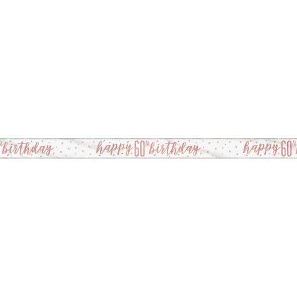 9ft Glitz Rose Gold Foil Banner "Happy 60th Birthday"