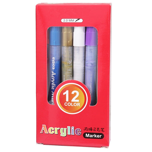 Box of 12 Assorted Colour Acrylic Marker Pens