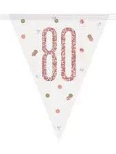 9ft Glitz Rose Gold Prismatic Plastic Number 80 Flag Banner