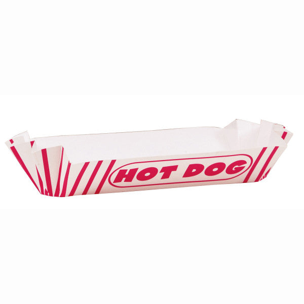 Pack of 8 Red & White Striped Paper Hot Dog Tray